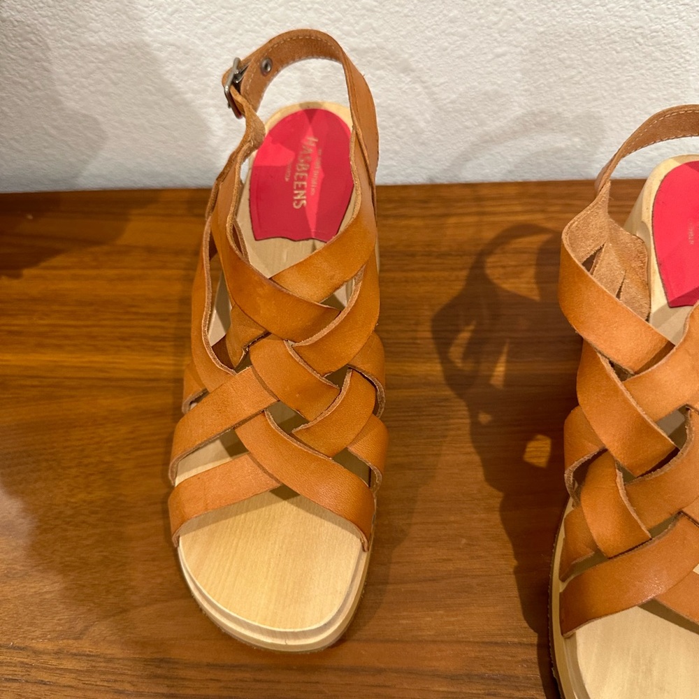 Swedish Hasbeens Vivi Platform Sandals Wooden Clog 37 70’s Retro - Picture 8 of 11